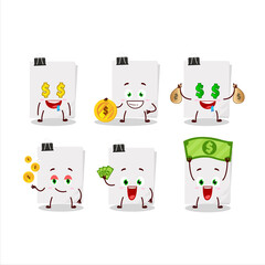 Wall Mural - Sticky notes paper white cartoon character with cute emoticon bring money