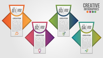 Wall Mural - infographic modern timeline design vector template for business with 4 steps or options illustrate a