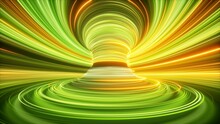 3d Render, Abstract Yellow Green Neon Background, Speed Of Light Rays, Glowing Lines, Space And Time Strings, Twisted Electromagnetic Vortex