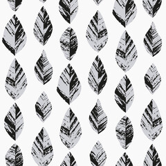 Wall Mural - Seamless hand drawn leaves pattern