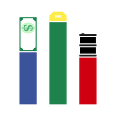 Sticker - Oil, Dollar And Gold Chart Concept Icon