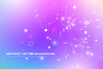 Poster - Abstract digital network connection structure on blue background. Artificial intelligence and engineering technology concept. Global network Big Data, Lines plexus, minimal array. Vector illustration.