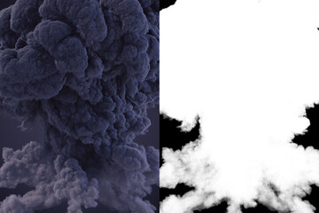 Poster - Great cloud of dark smoke with alpha channel. Modern 3d rendering illustration