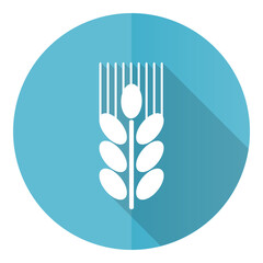 Aufkleber - Grain vector icon, flat design blue round web button isolated on white background