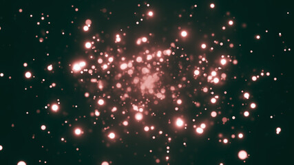 festive abstract christmas texture, golden bokeh particles and highlights on a dark background.