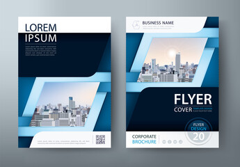 Wall Mural - Black blue annual report brochure flyer design, Leaflet cover presentation, book cover template.	