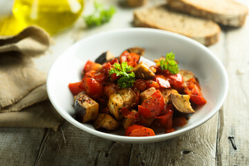 Wall Mural - Traditional homemade eggplant stew or caponata