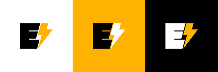 Wall Mural - Energy company logo. High voltage tower on a sun background