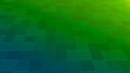 Poster - abstract modern tile floor background in green and blue color. outline cube on gradient, 3d renderin