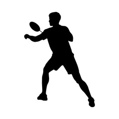 Wall Mural - Badminton. Silhouette of a man receiving a serve. Vector illustration.