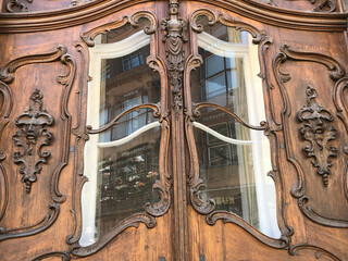 Wall Mural - Ancient glass and wooden doors