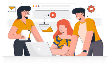 Poster - flat modern design illustration of digital marketing