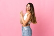 © luismolinero - Young caucasian woman isolated on pink background scheming something
