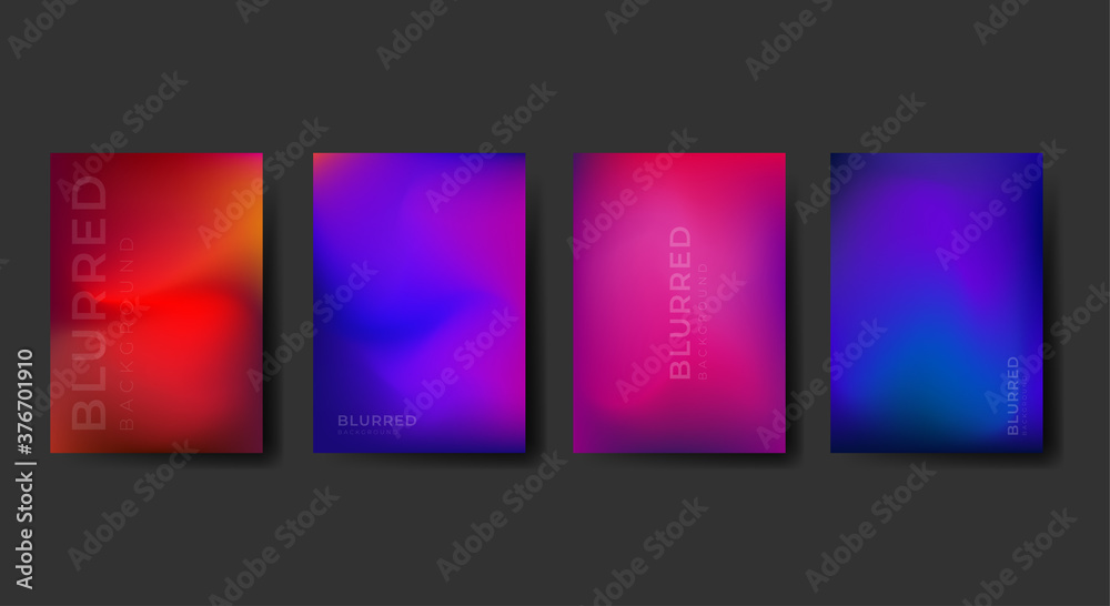 A4 Blurred backgrounds set with modern blurred color gradient. Abstract Blurred Smooth Vector templates collection for brochures, posters, banners, flyers, and cards. - obrazy, fototapety, plakaty 