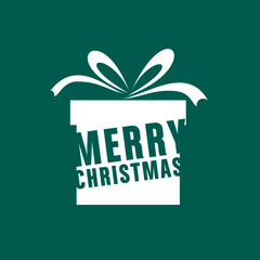 Sticker - merry christmas text and gift illustration