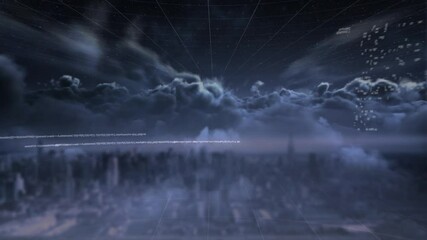 Wall Mural - data processing against cityscape