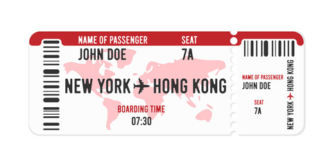 Wall Mural - Cartoon style airline ticket design with passenger name. Vector illustration