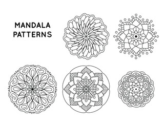 Wall Mural - Flower mandala outline patterns for coloring books