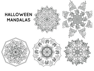 Wall Mural - Halloween mandala outline patterns for coloring books