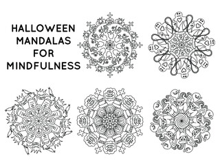 Wall Mural - Halloween mandala outline patterns for coloring books