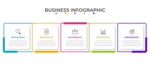 Business Process Infographic Template. Thin Line Design With Numbers 5 Options Or Steps. Vector Illustration Graphic Design