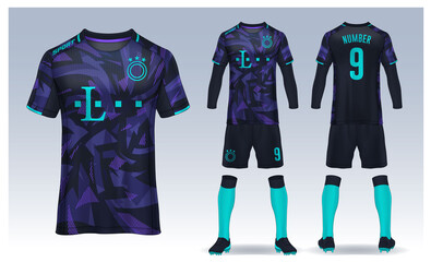 Wall Mural - t-shirt sport design template, Soccer jersey mockup for football club. uniform front and back view.