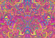 Symmetrycal motley hippie trippy psychedelic abstract pattern with many intricate wavy ornaments, bright neon multicolor color texture.