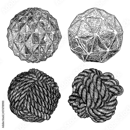 Fotografía Set of decorative balls in hand drawn style