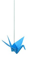Wall Mural - Origami paper cranes haning isolated white