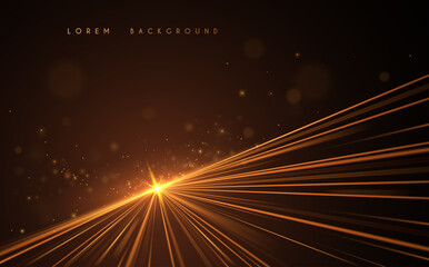 Poster - Abstract gold light lines with sparks