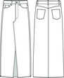 Denim Maxi Skirt. Vector sketch