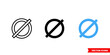 Diameter symbol icon of 3 types color, black and white, outline. Isolated vector sign symbol.