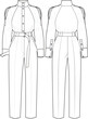 Jumpsuits casual, fashion vector sketch
