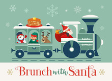 Brunch with Santa Fancy Holiday vector flat poster
