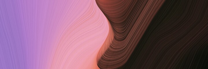 Poster - abstract decorative horizontal banner with very dark pink, pastel violet and old mauve colors. fluid curved flowing waves and curves for poster or canvas