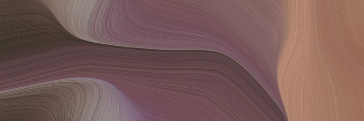 Poster - abstract moving designed horizontal header with pastel brown, rosy brown and very dark violet colors. fluid curved lines with dynamic flowing waves and curves for poster or canvas