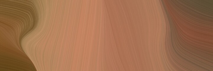 Poster - abstract surreal horizontal header with pastel brown, brown and dark salmon colors. fluid curved lines with dynamic flowing waves and curves for poster or canvas