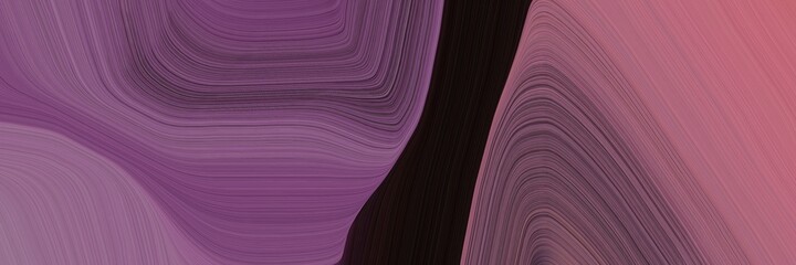 Poster - abstract dynamic designed horizontal banner with antique fuchsia, very dark pink and mulberry  colors. fluid curved flowing waves and curves for poster or canvas