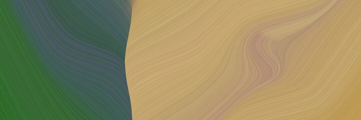 Poster - abstract artistic designed horizontal banner with dark slate gray, dark khaki and pastel brown colors. fluid curved flowing waves and curves for poster or canvas