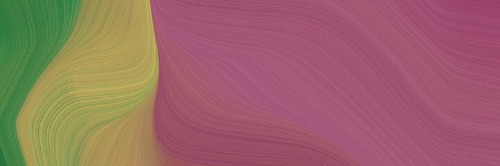 Poster - abstract surreal horizontal header with antique fuchsia, dark khaki and sea green colors. fluid curved flowing waves and curves for poster or canvas