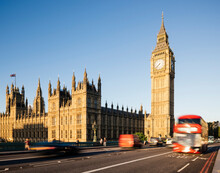 Houses Of Parliament & Big Ben And Westminster Bridge, London, UK