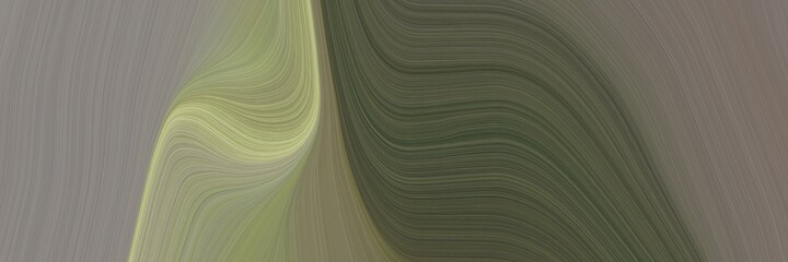 Aufkleber - abstract artistic designed horizontal banner with dim gray, tan and dark olive green colors. fluid curved lines with dynamic flowing waves and curves for poster or canvas