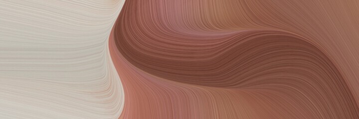 Poster - abstract decorative designed horizontal banner with pastel brown, silver and rosy brown colors. fluid curved lines with dynamic flowing waves and curves for poster or canvas