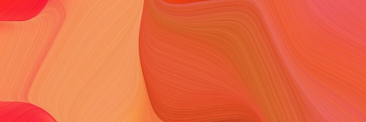 Poster - abstract colorful horizontal header with coffee, sandy brown and coral colors. fluid curved flowing waves and curves for poster or canvas