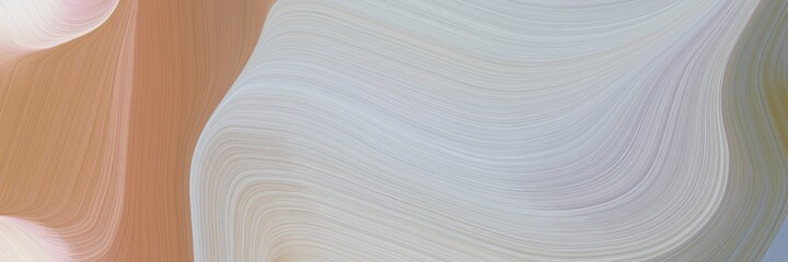 Poster - abstract flowing designed horizontal banner with silver, pastel brown and rosy brown colors. fluid curved flowing waves and curves for poster or canvas