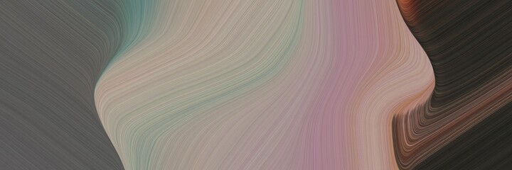 Poster - abstract colorful horizontal banner with rosy brown, very dark blue and dim gray colors. fluid curved lines with dynamic flowing waves and curves for poster or canvas
