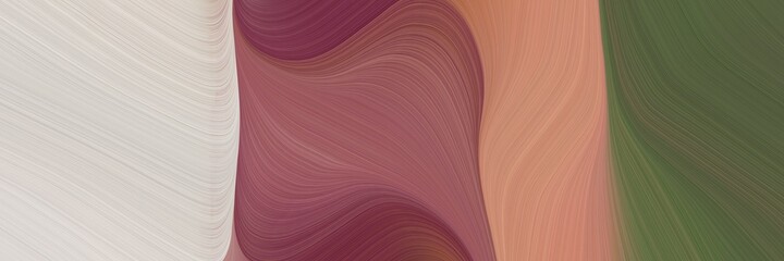 Poster - abstract moving horizontal banner with pastel brown, pastel gray and dark salmon colors. fluid curved flowing waves and curves for poster or canvas