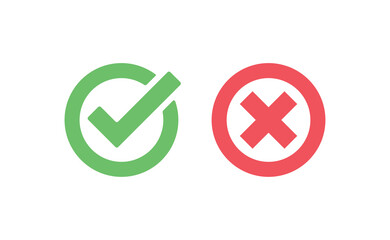 Check marks. Tick and cross vector icons. Yes and No symbols. Checkmarks.