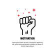 Motivation icon. Fist up. Success, strenght concept. Vector on isolated white background. EPS 10