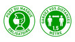 © Kagan Kaya - Set of Round Sticker Signs against Coronavirus in French 'Port Du Masque Obligatoire' (Face Masks Required) and 'Gardez Vos Distances 1,5 Metre' (Keep Your Distance 1,5 Meters). Vector Image.